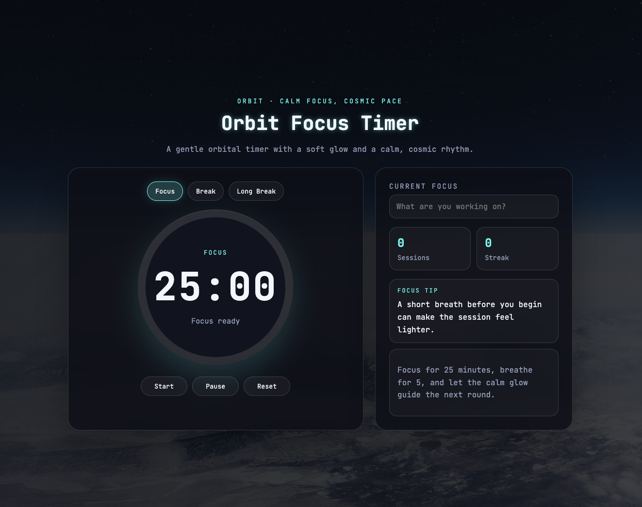 Orbit Focus Timer